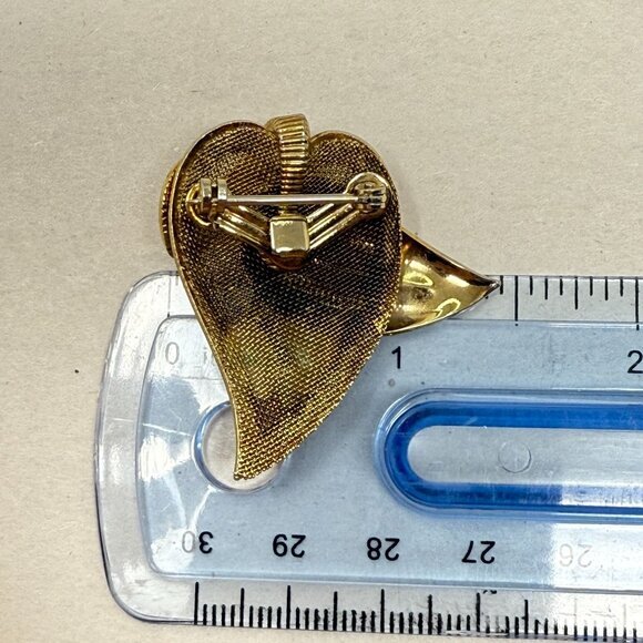 Vintage Leaf Brooch Pin Faux Pearl Gold-Tone MCM Classic Old Money‎ retro - Picture 8 of 8